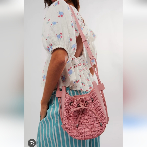 Free People Handbags - Free People Pink Cabana Bag Woven